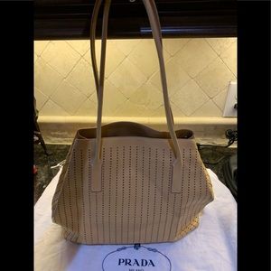 Authentic camel leather Prada tote